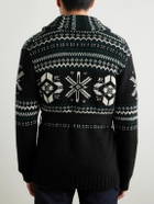Ralph Lauren Purple label - Shawl-Collar Belted Jacquard-Knit Cashmere Cardigan - Black
