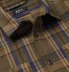 A.P.C. - Achille Checked Cotton and Linen-Blend Canvas Shirt - Brown