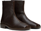 LEMAIRE Brown Piped Zipped Boots