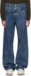 MM6 Maison Margiela Blue Crinkled Jeans