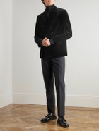 Mr P. - Double-Breasted Cotton-Velvet Tuxedo Jacket - Black