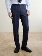 Canali - Travel Straight-Leg Wool, Silk and Linen-Blend Suit Trousers - Blue