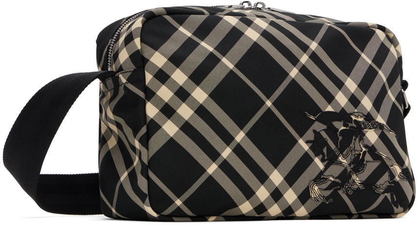 Burberry Black & Off-White Check Crossbody Bag