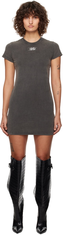 Photo: alexanderwang.t Gray Blade Logo-Embossed Minidress