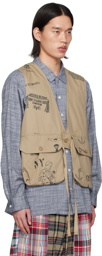 Engineered Garments Khaki Graffiti Vest