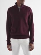 Agnona - Leather-Trimmed Cashmere Half-Zip Sweater - Burgundy