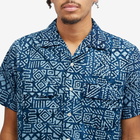 Beams Plus Men's Open Collar Batik Print Shirt in Blue