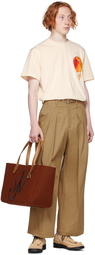 JW Anderson Tan Front Pleat Wide Leg Trousers