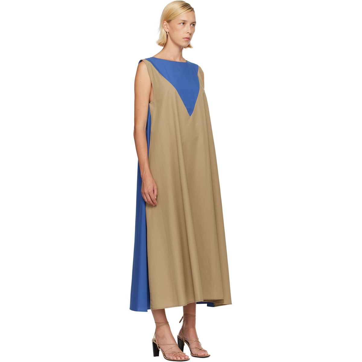 Baserange Khaki & Blue Tres Maxi Dress