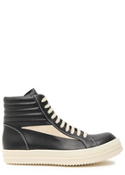 Rick Owens Hollywood Vintage Panelled Leather Hi-top Sneakers Black