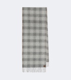 Eleventy Checked silk, wool, and cashmere scarf