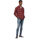 Nudie Jeans Red and Black Flannel Check Sten Shirt