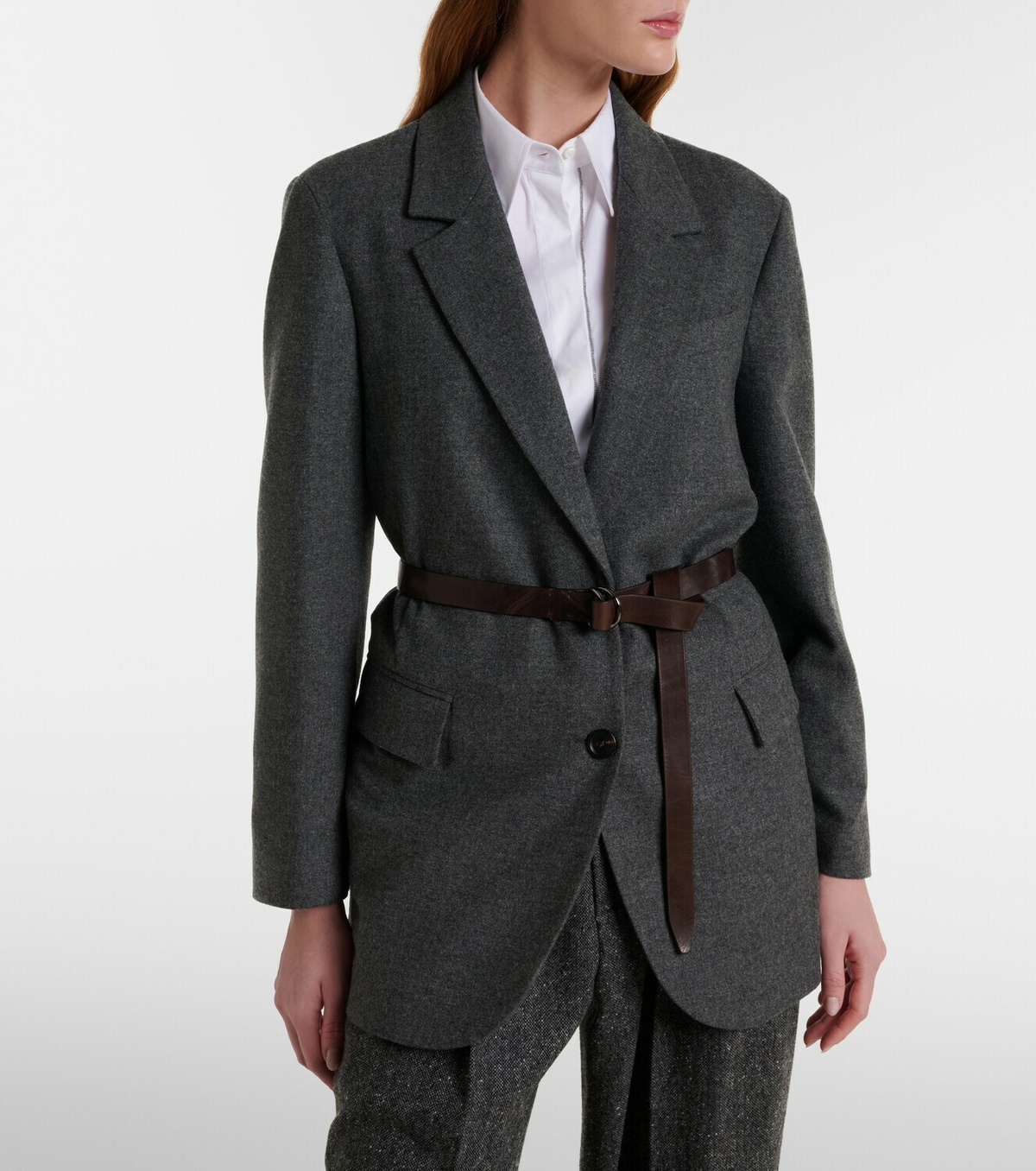 Brunello Cucinelli Belted wool and cashmere blazer