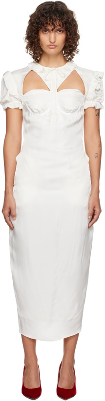 Photo: Pushbutton White Cutout Point Frill Midi Dress