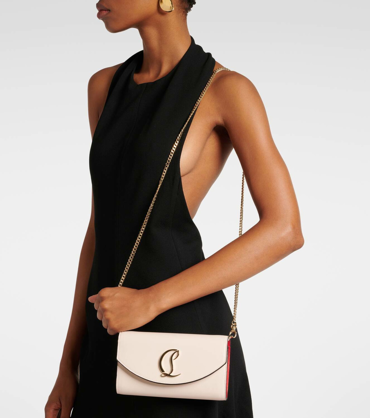 Christian Louboutin Loubi54 leather clutch with chain