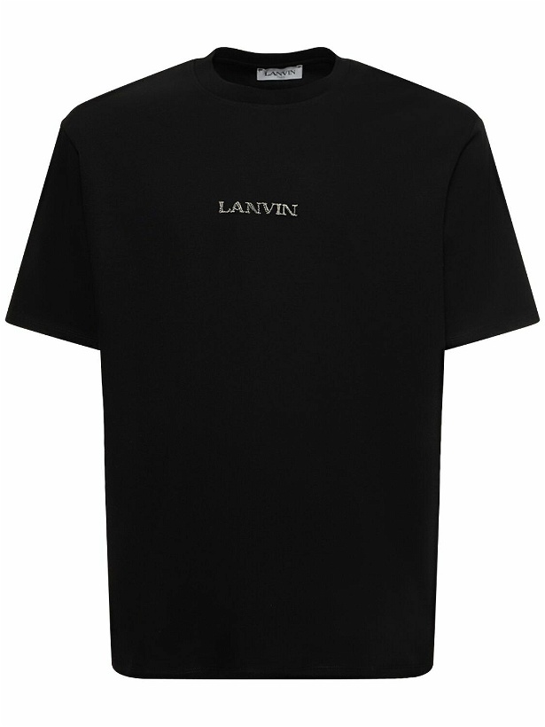 Photo: LANVIN - Logo Embroidery Oversized Cotton T-shirt
