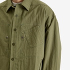 Poliquant Men's In-Outside Pockets Oversized CPO Shirt Jacket in Olive