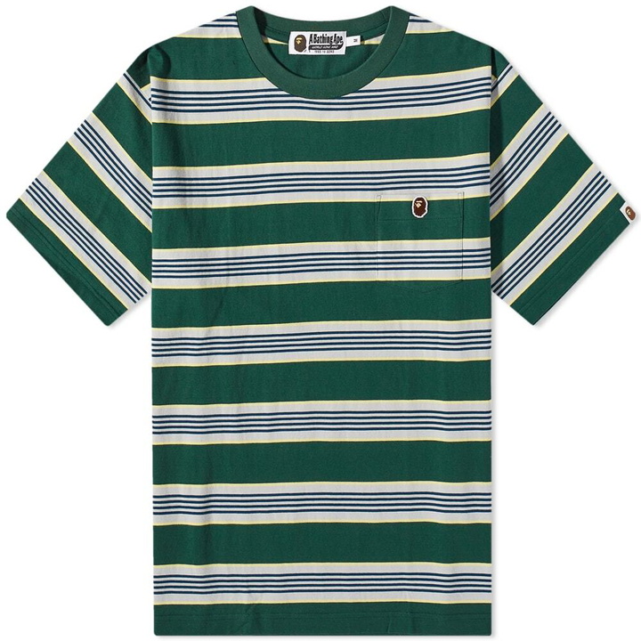 Photo: A Bathing Ape Men's Hoop One Point Relaxed Fit T-Shirt in Green