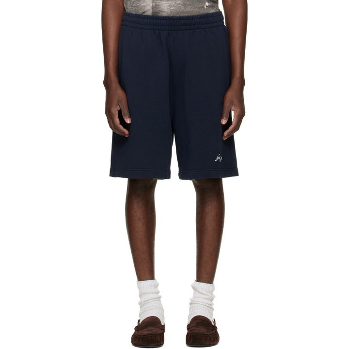 Photo: Acne Studios Navy Embroidered Logo Shorts