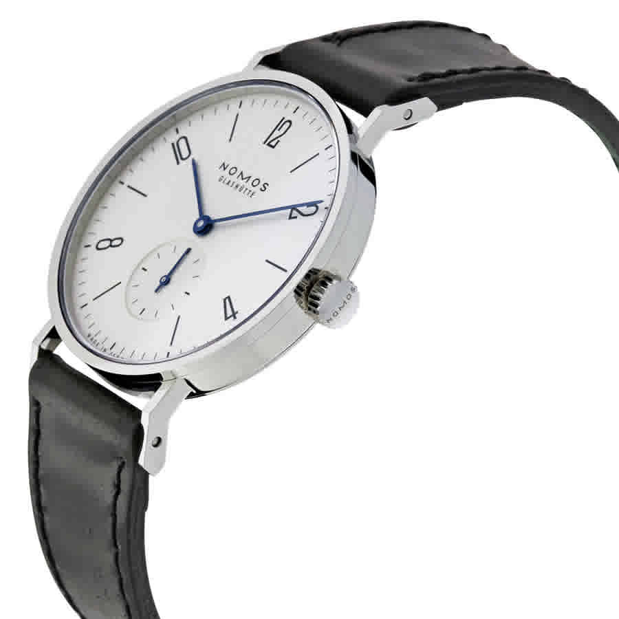Nomos Tangente Galvanized White Dial Black Leather Mens Watch 101