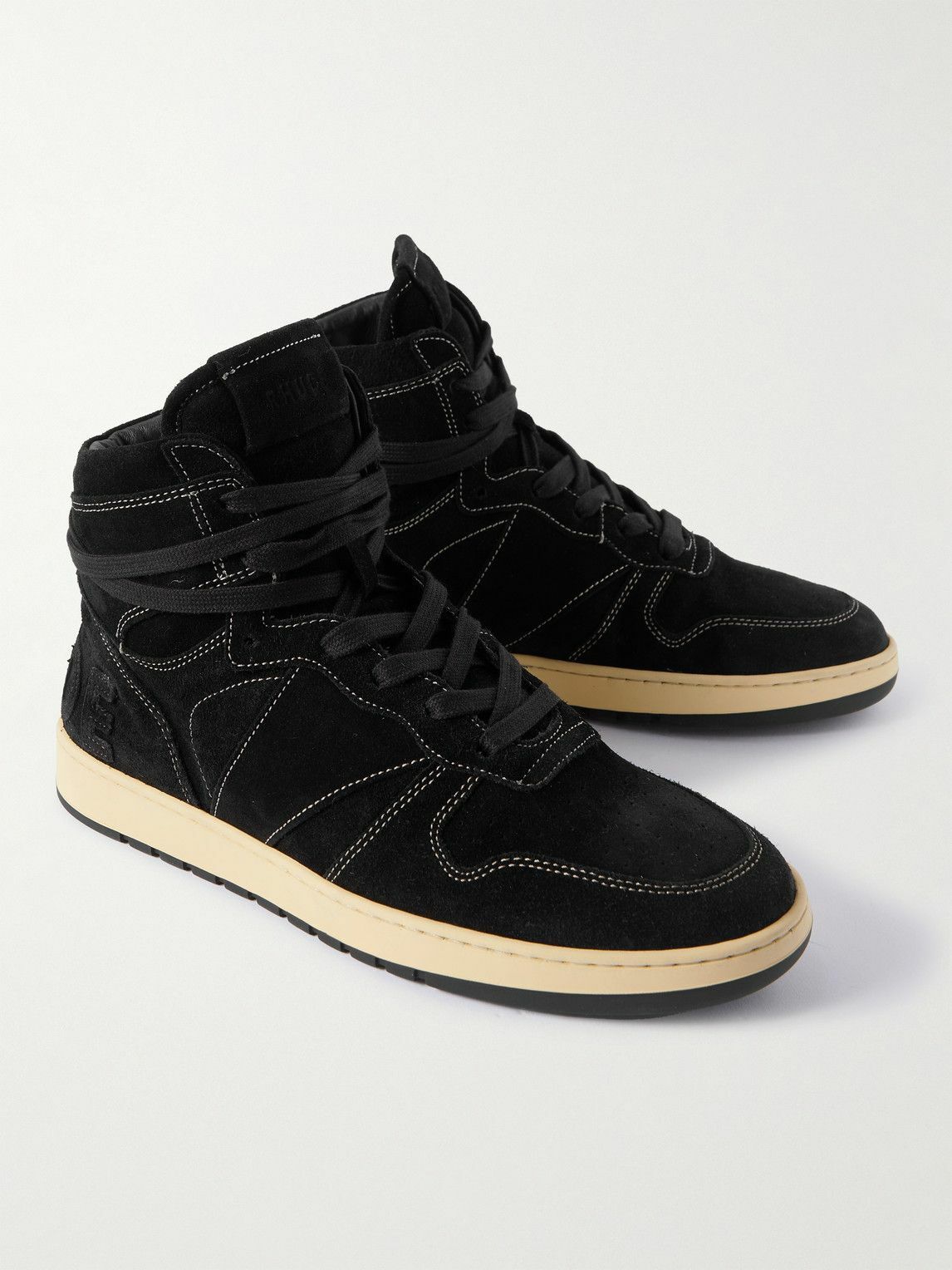 Rhude - Rhecess Logo-Appliquéd Suede High-Top Sneakers - Black