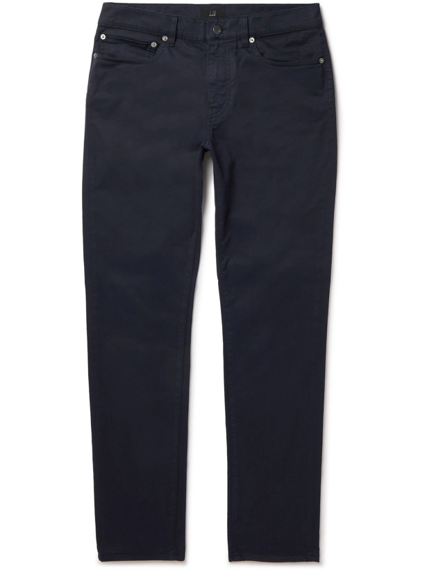 Photo: DUNHILL - Tapered Cotton-Blend Twill Trousers - Blue