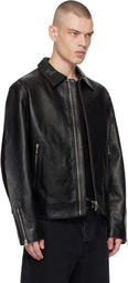 Nudie Jeans Black Eddy Rider Leather Jacket