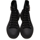 Alexander McQueen Black Canvas Pearl Tread Slick Boots