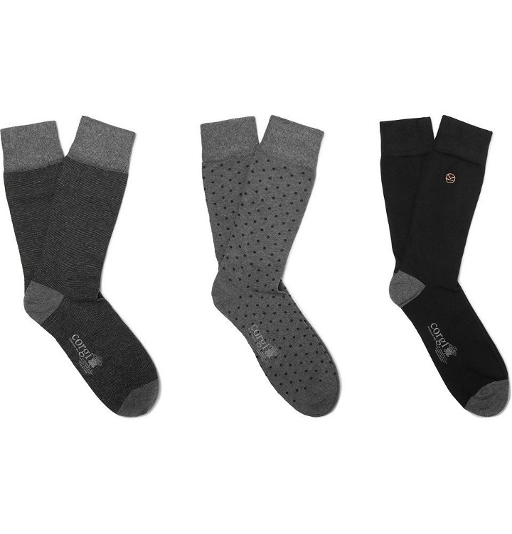 Photo: Kingsman - Three-Pack Cotton-Blend Socks - Gray