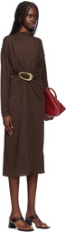 Bottega Veneta Brown Crepe Viscose Midi Dress