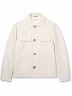 Brunello Cucinelli - Herringbone Linen, Silk, Wool and Cotton-Blend Overshirt - Neutrals