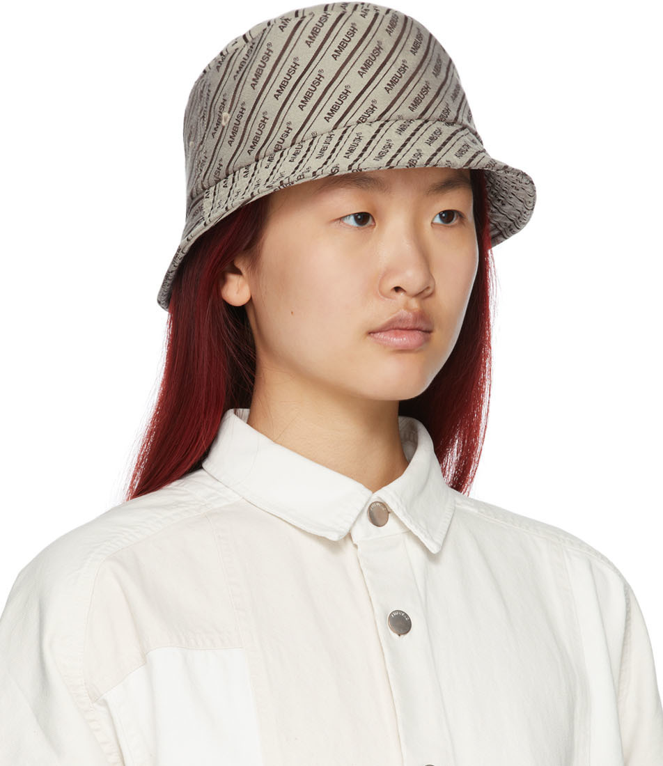 Ambush Beige Canvas Logo Bucket Hat Ambush