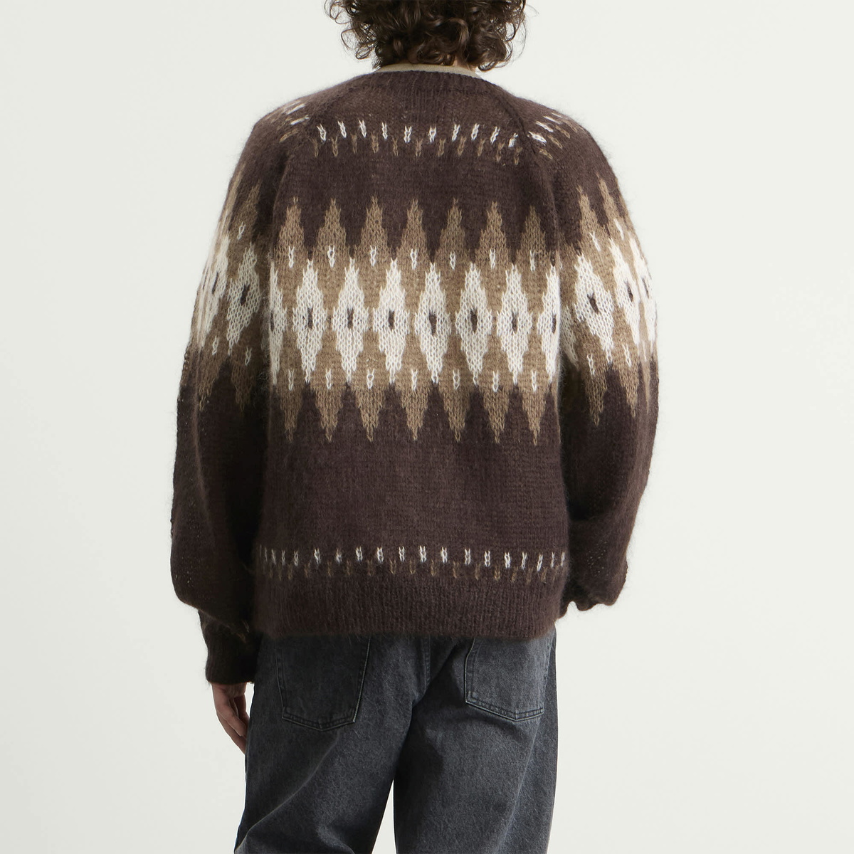 NOMARHYTHM TEXTILE Men's Hand Knit Snowflake Sweater in Brown