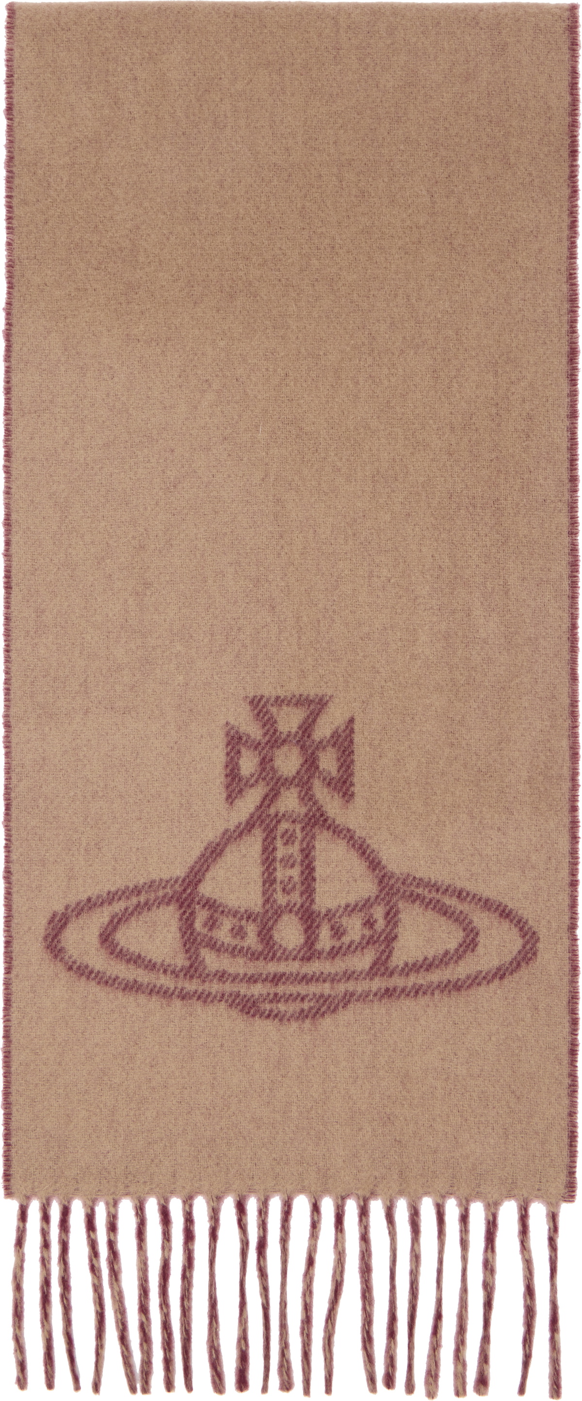 Vivienne Westwood SINGLE ORB DOUBLE マフラー Vivienne Westwood Beige & Burgundy Single Orb Double Scarf