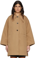 GANNI Tan Recycled Polyester Peacoat