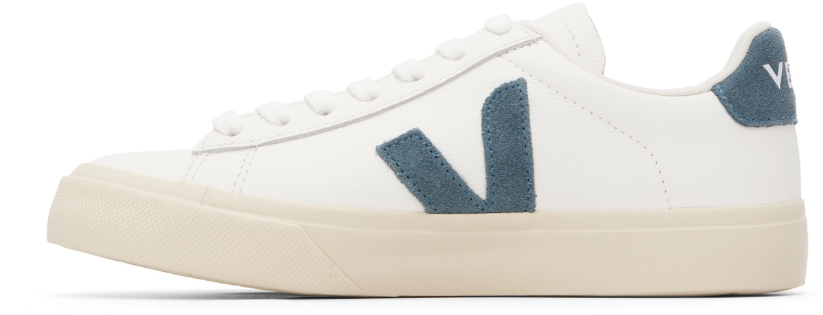 VEJA White & Blue Campo Leather Sneakers