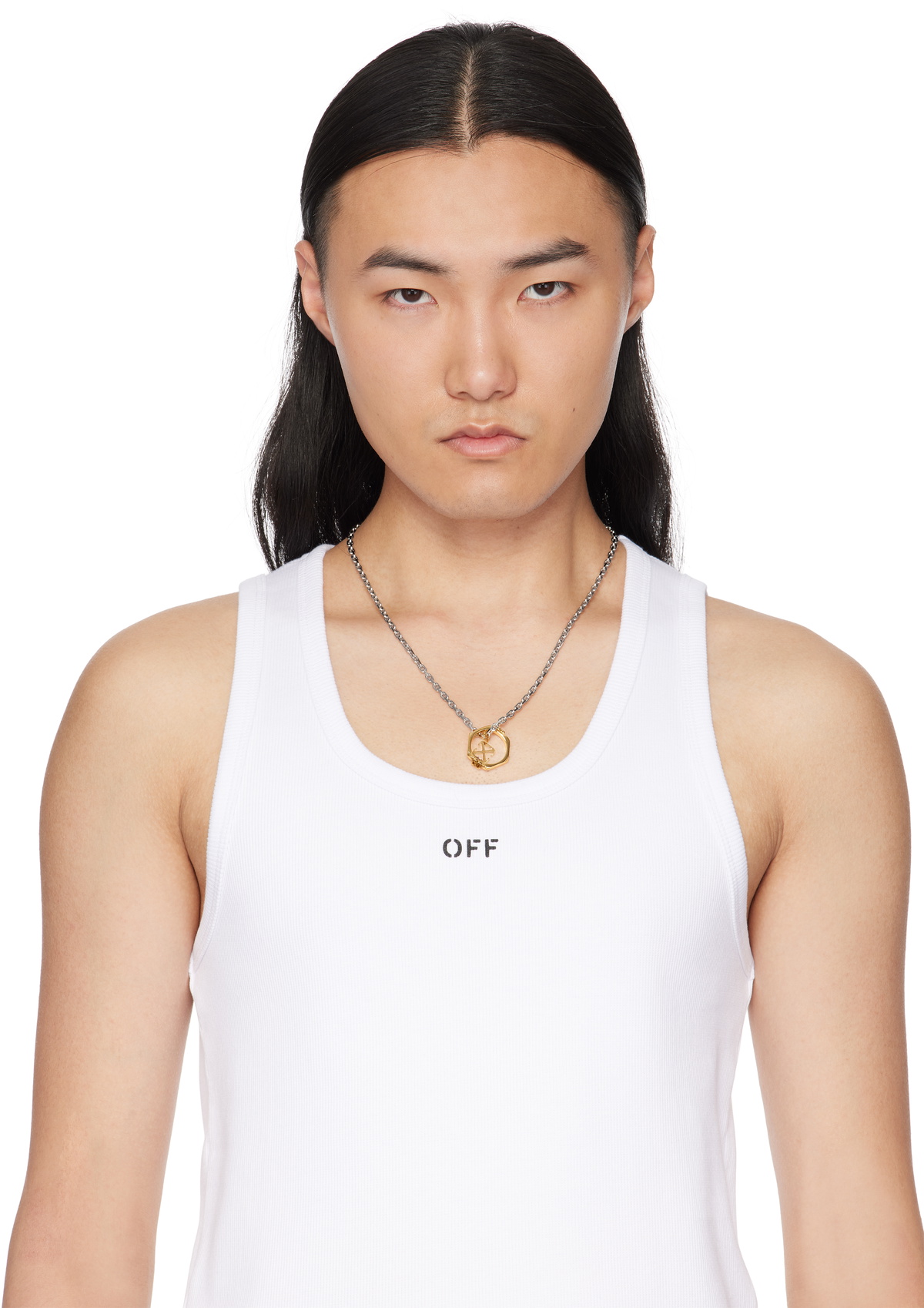 OFF-WHITE | BICOLOR ARROW NECKLACE SILVER/GOLD ネックレス Silver & Gold Bicolor Arrow Necklace by Off-White on Sale