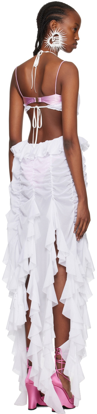 Ester Manas White Ruched Maxi Dress