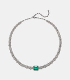 Anita Ko 18kt white gold choker with diamonds and emerald