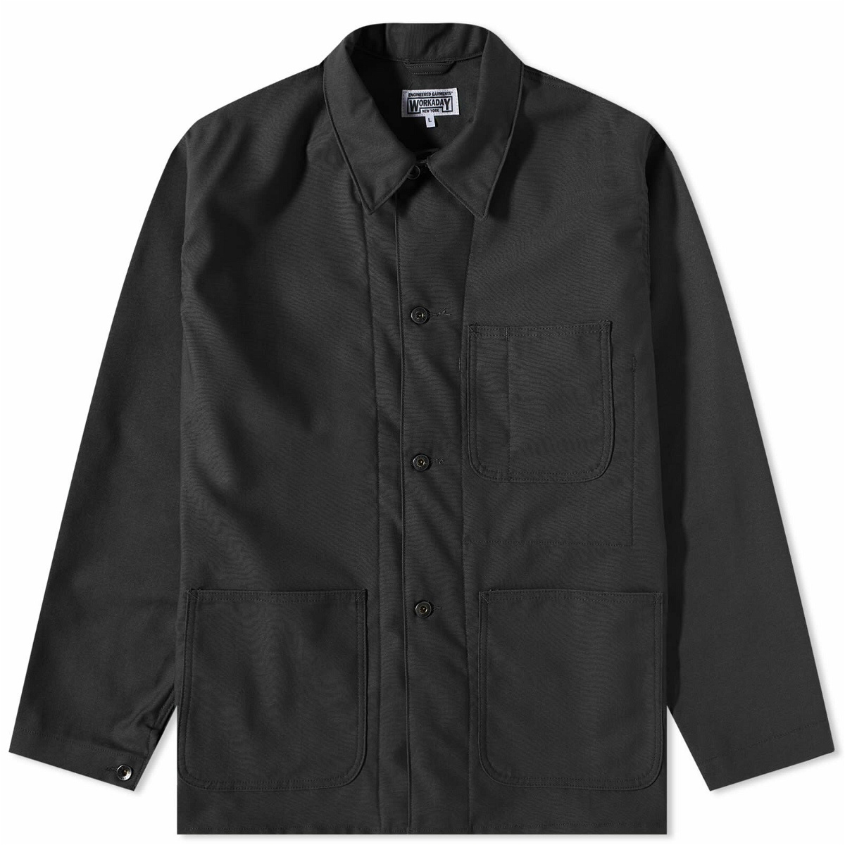 Engineered Garments Men's Workaday Utility Jacket in Black Reverse Sateen