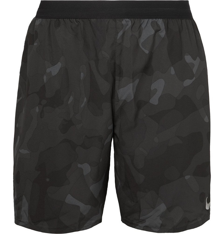 Photo: Nike Running - Distance Camouflage-Print Dri-FIT Shorts - Men - Black