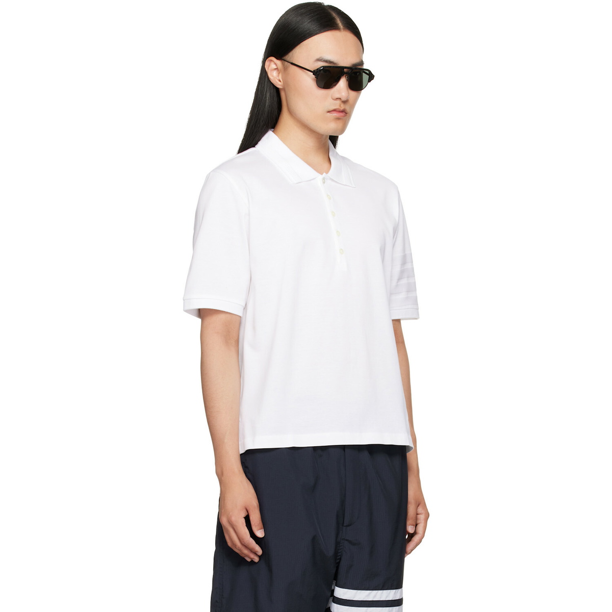 Thom Browne White Jersey Ottoman 4-Bar Polo