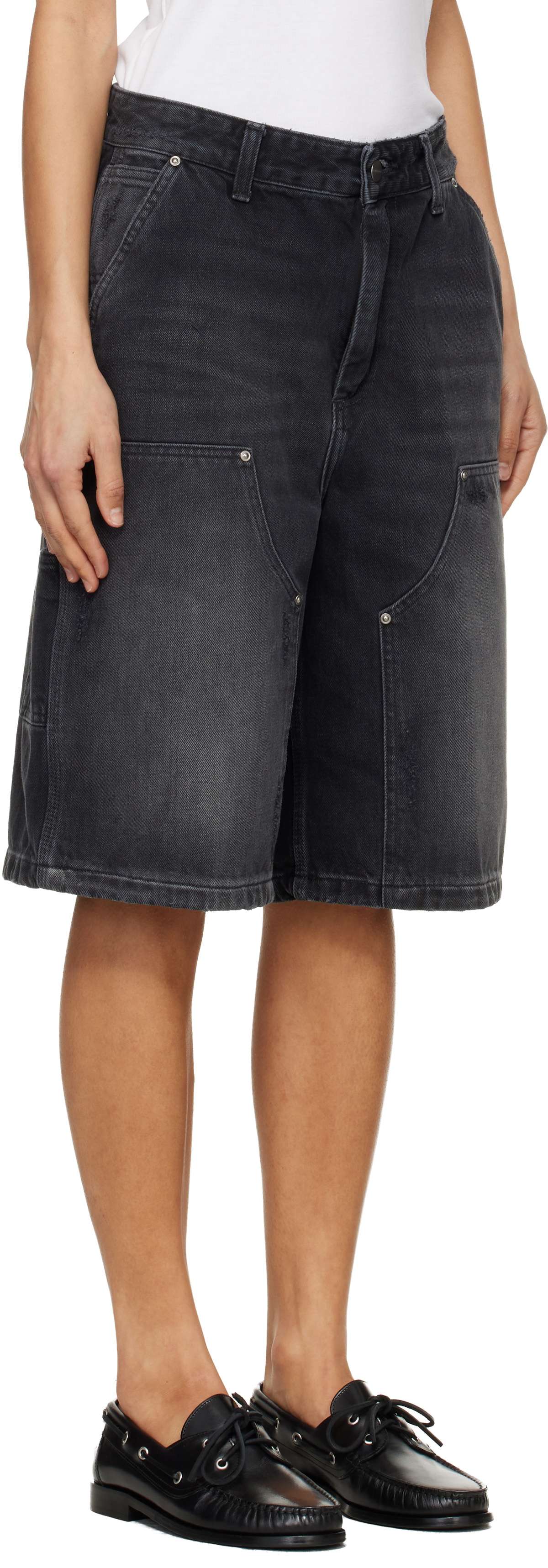Carhartt Work In Progress Black Nixon Double Knee Denim Shorts