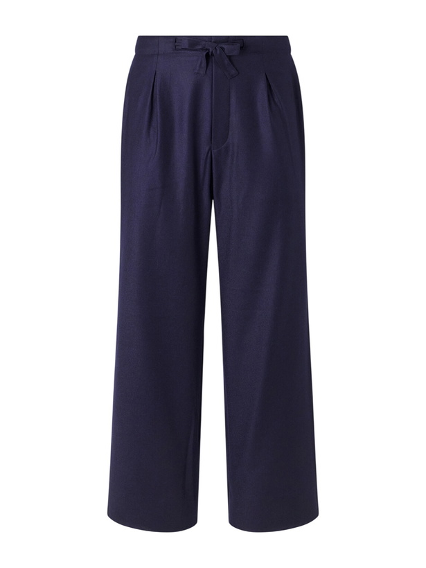 Photo: Stòffa - Wide-Leg Drawstring Wool And Cashmere-Blend Flannel Trousers - Blue