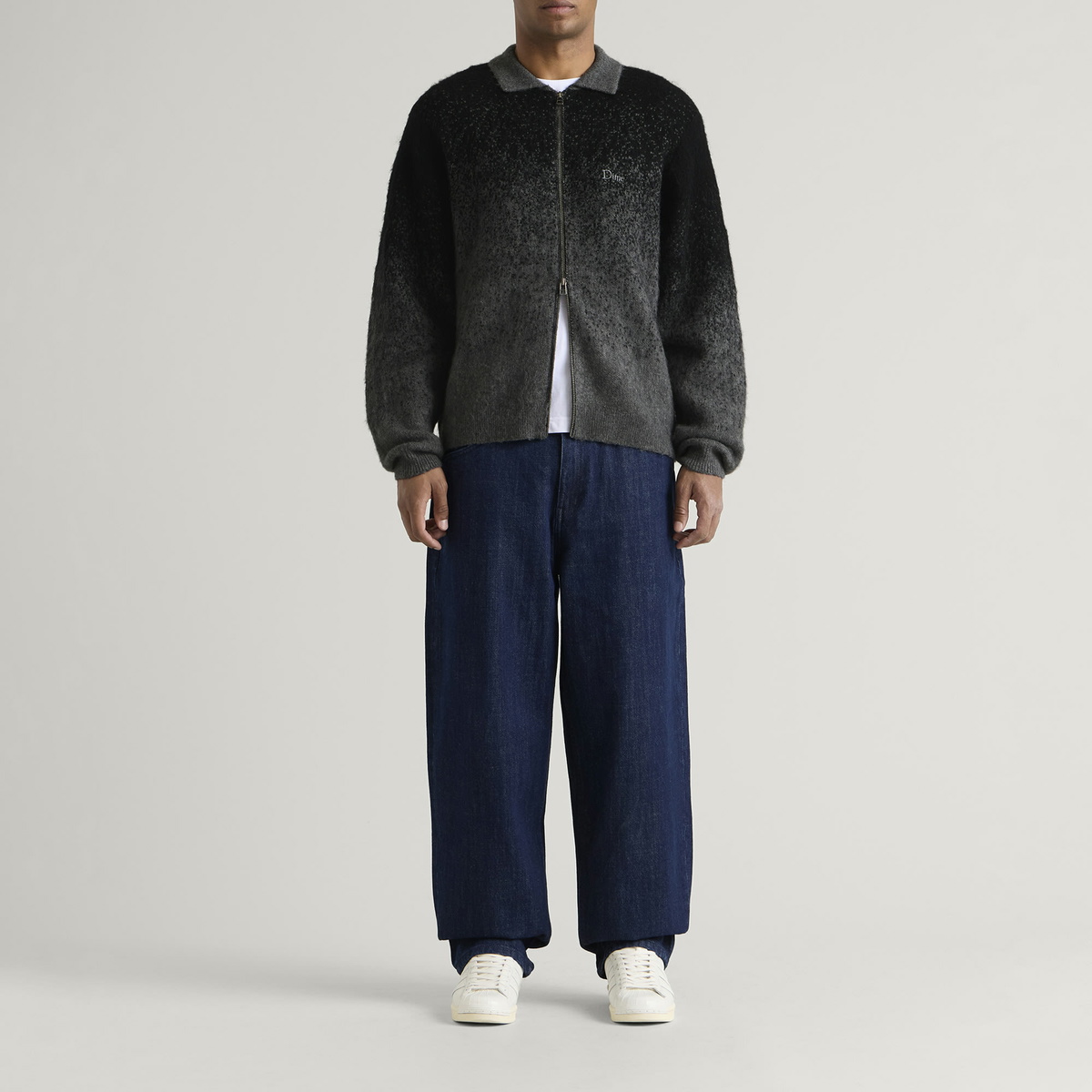 Dime Men's Mohair Double Zip Knit in Black/Charcoal