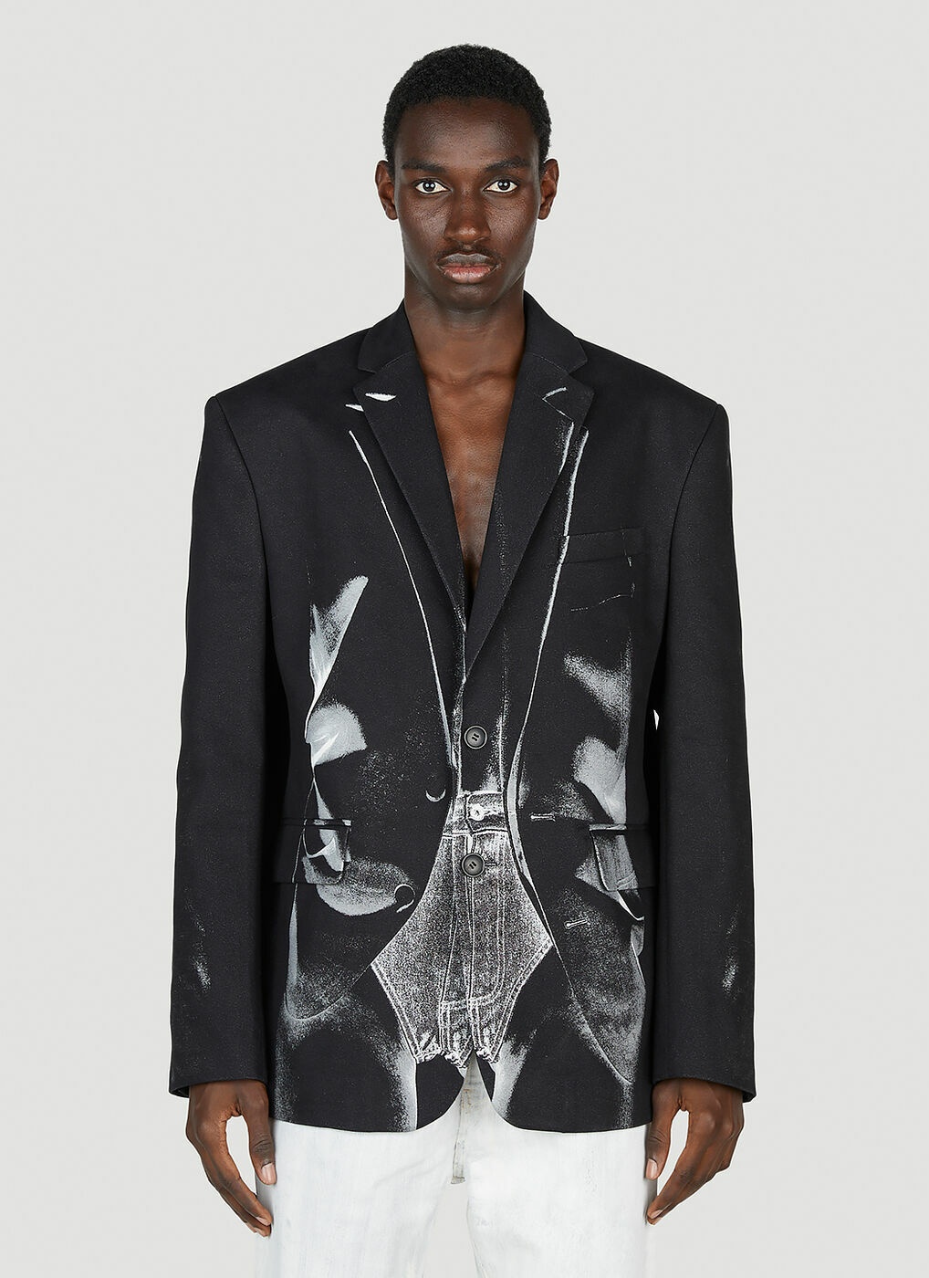 Y/Project x Jean Paul Gaultier - Trompe L'Oeil Janty Blazer in Black Y ...