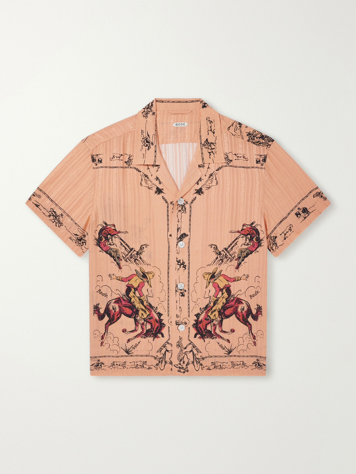 BODE - Bronco Buster Camp-Collar Printed Silk-Jacquard Shirt - Orange