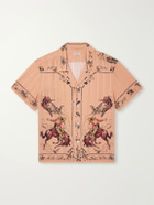 BODE - Bronco Buster Camp-Collar Printed Silk-Jacquard Shirt - Orange