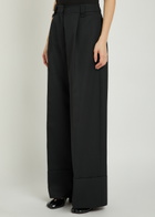 Simone Rocha Turn-up Wide-leg Gabardine Trousers Black