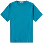 Auralee Men's Luster Plaiting T-Shirt in Teal Green